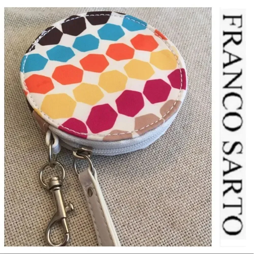 Franco Sarto Round Coin Purse Key Fob Bright Dots
